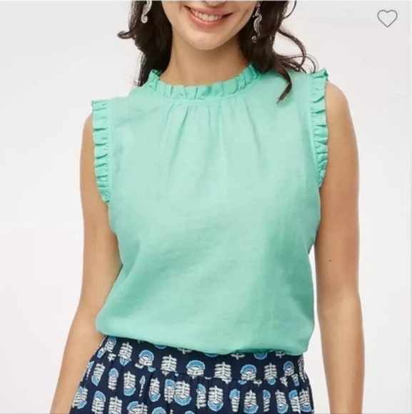 J. Crew Green and Blue Ruffled Blouse - Picture 1 of 5